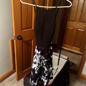 Black and Blue Floral Skater Homecoming Dress